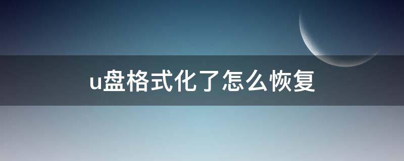 u盘格式化了怎么恢复 u盘格式化了怎么恢复数据