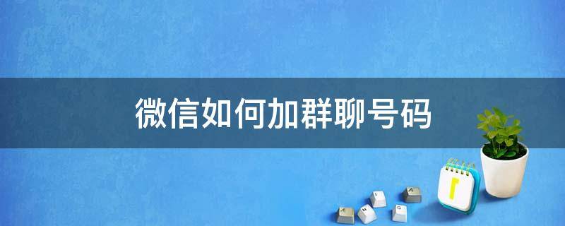 微信如何加群聊号码（微信如何加入群聊）