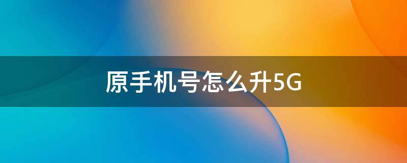 原手机号怎么升5G 手机号码怎么升级