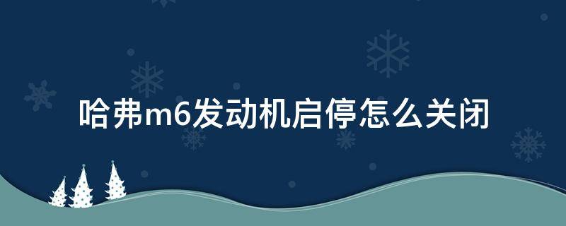 哈弗m6发动机启停怎么关闭（哈弗m6发动机启停能默认关闭吗）