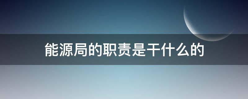 能源局的职责是干什么的（能源局主要干什么）