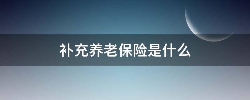 补充养老保险是什么（补充养老保险是什么时候开始实行的）