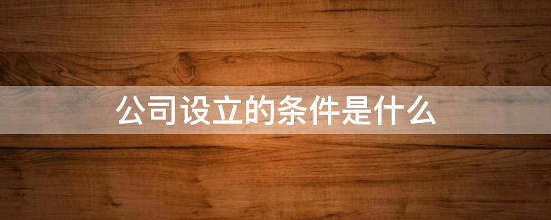 公司设立的条件是什么 公司设立的条件是什么?