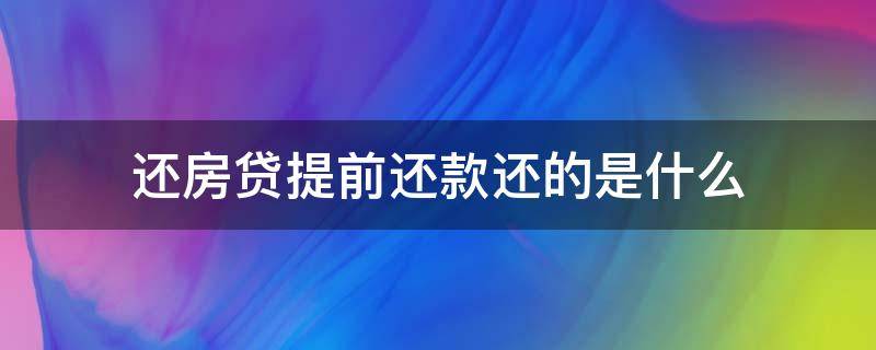 还房贷提前还款还的是什么 房贷提前还款是怎么回事