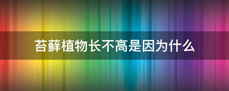 苔藓植物长不高是因为什么 苔藓植物长不高是因为什么原因选择题