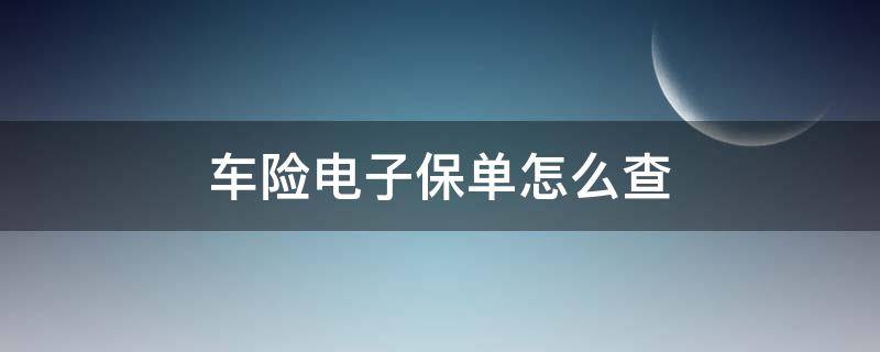 车险电子保单怎么查（平安车险电子保单怎么查）