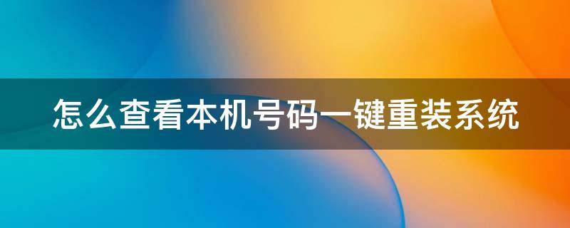 怎么查看本机号码一键重装系统 如何查查本机号码