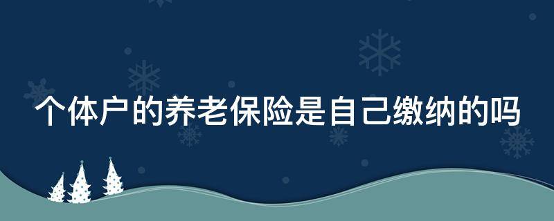 个体户的养老保险是自己缴纳的吗 个体户上养老保险