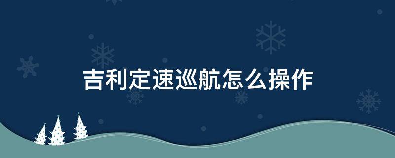 吉利定速巡航怎么操作 吉利定速巡航怎么用视频教程