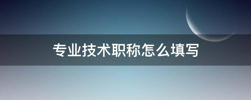 专业技术职称怎么填写 专业技术资格怎么填