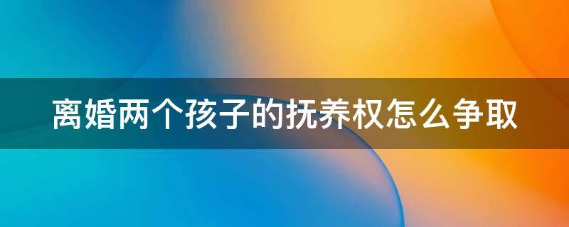 离婚两个孩子的抚养权怎么争取 离婚两个孩子的抚养权怎么争取抚养费