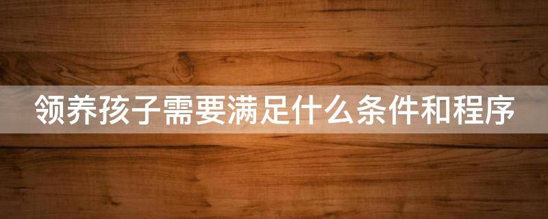 领养孩子需要满足什么条件和程序 领养孩子需要达到什么条件