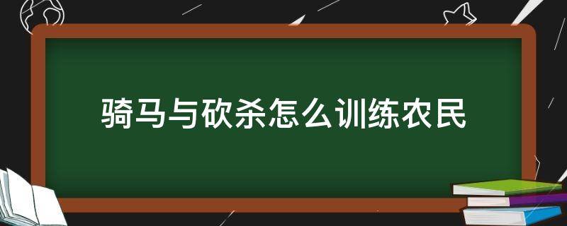 骑马与砍杀怎么训练农民（骑马与砍杀战团如何训练村民）