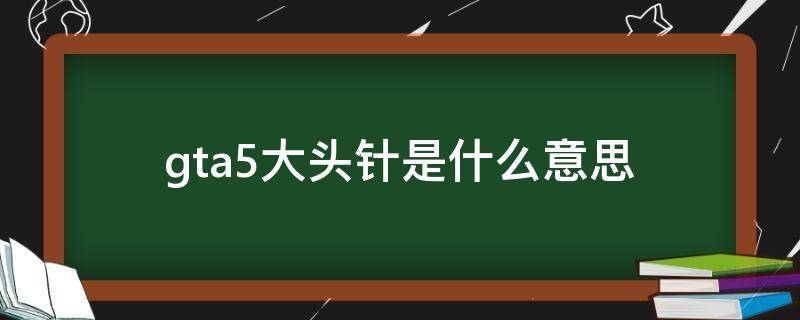 gta5大头针是什么意思（GTA大头针）