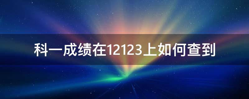 科一成绩在12123上如何查到 12123科一成绩在哪查