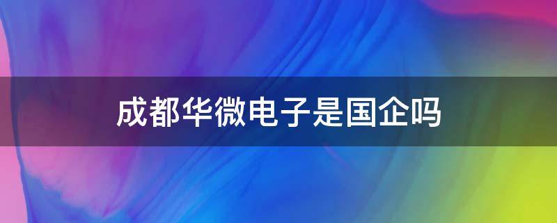 成都华微电子是国企吗（成都华微是私企还是国企）