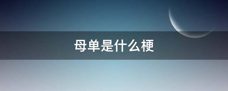 母单是什么梗（单子是什么梗）