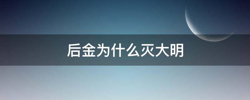 后金为什么灭大明 大明与后金