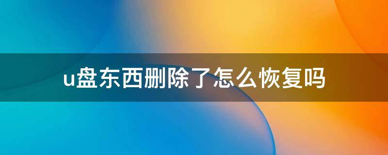 u盘东西删除了怎么恢复吗（u盘删掉的东西怎么恢复）