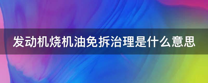 发动机烧机油免拆治理是什么意思