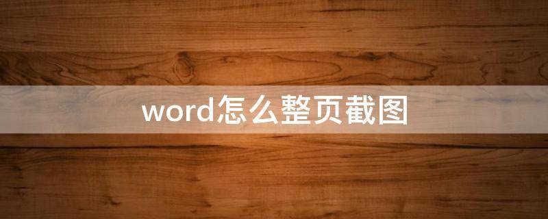 word怎么整页截图 word2010怎么截图一整页