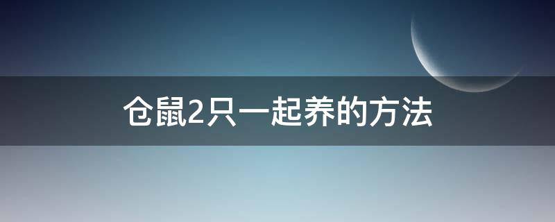 仓鼠2只一起养的方法（仓鼠两只一起养的方法）
