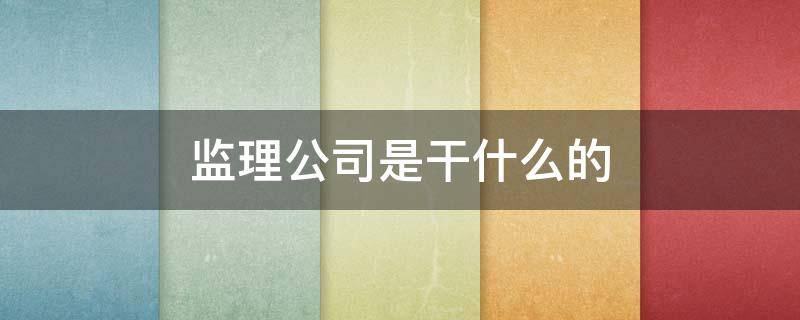 监理公司是干什么的（什么叫监理公司）