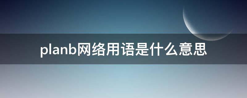 planb网络用语是什么意思（planB网络语什么意思）