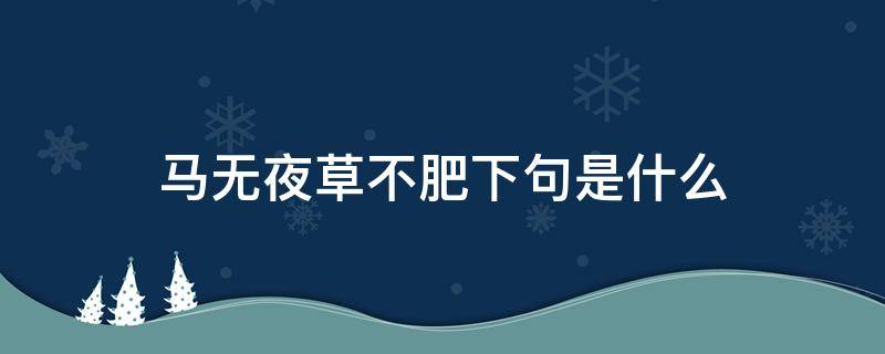 马无夜草不肥下句是什么（马无夜草不肥下句是什么意思）