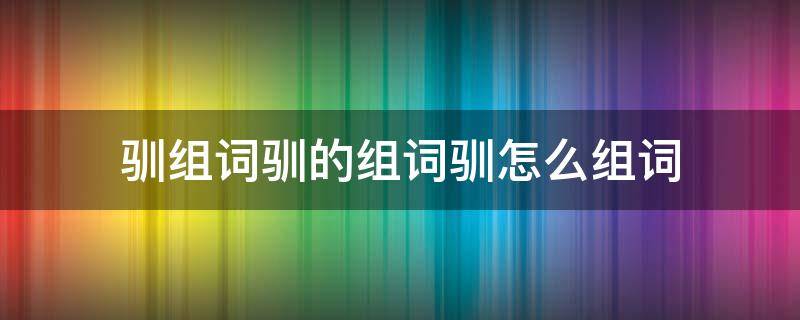 驯组词驯的组词驯怎么组词 驯养的驯怎么组词