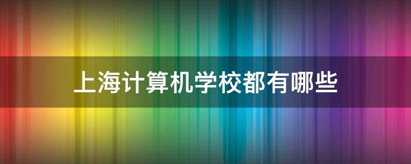 上海计算机学校都有哪些（上海计算机专业好的学校）