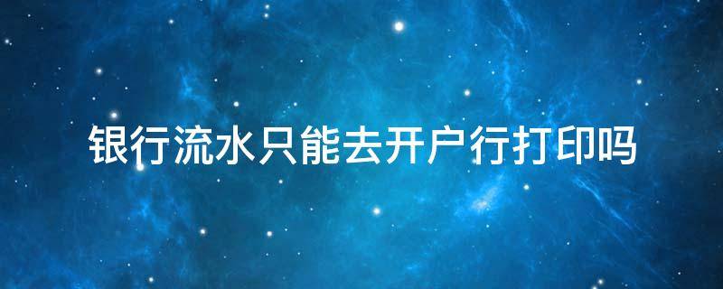 银行流水只能去开户行打印吗 银行流水不用去开户行打印吧