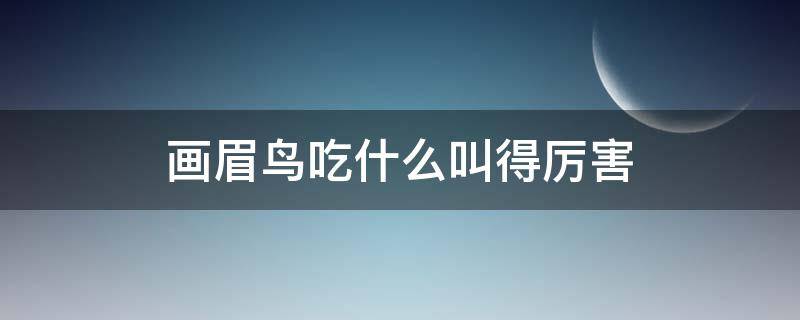 画眉鸟吃什么叫得厉害（画眉鸟是什么样子的吃什么）