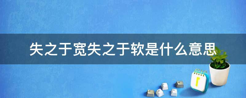 失之于宽失之于软是什么意思（失之于宽失之于松失之于软失之于严）