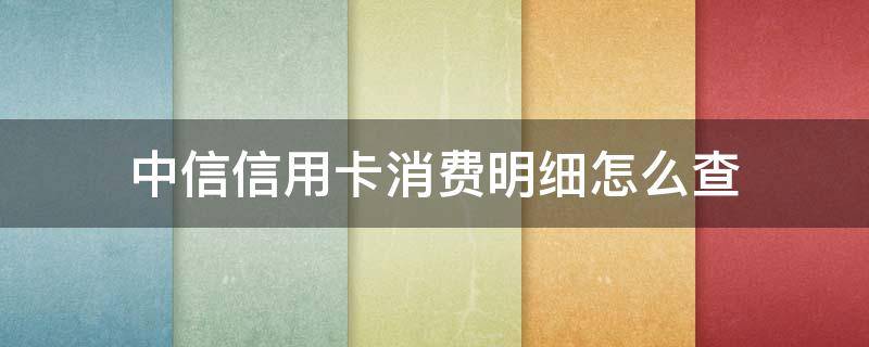 中信信用卡消费明细怎么查（怎样查中信信用卡账单）