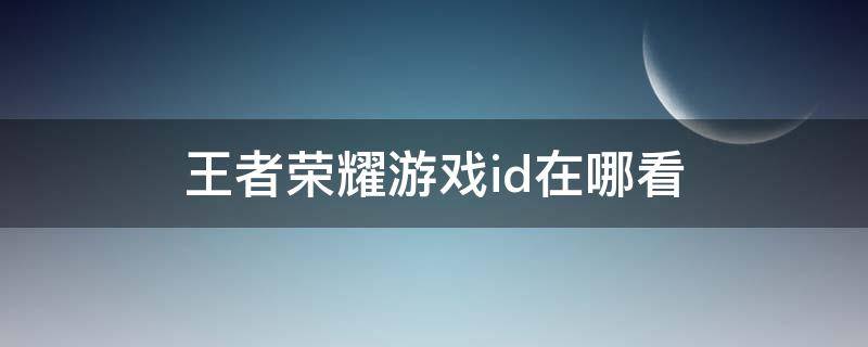 王者荣耀游戏id在哪看（王者荣耀游戏id在哪里看）