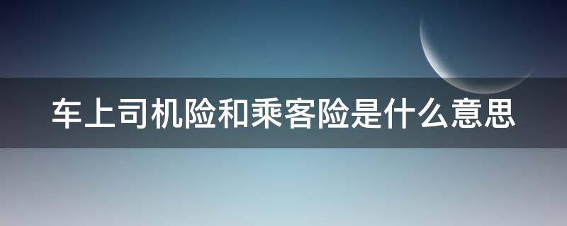 车上司机险和乘客险是什么意思