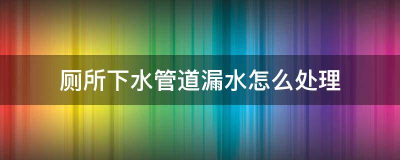 厕所下水管道漏水怎么处理（卫生间水管漏水怎么办）