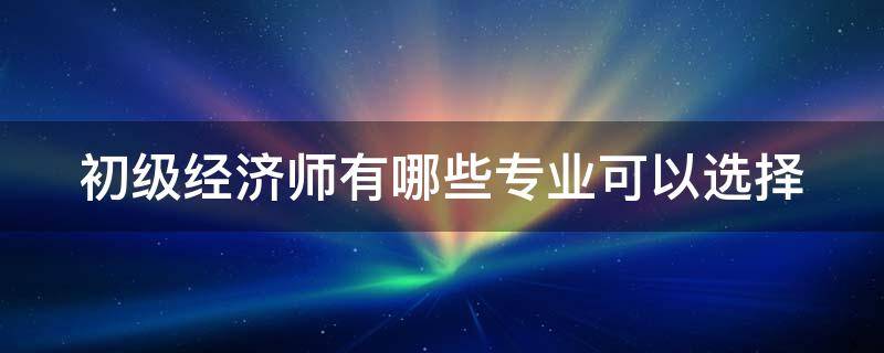 初级经济师有哪些专业可以选择 初级经济师有哪些专业名称