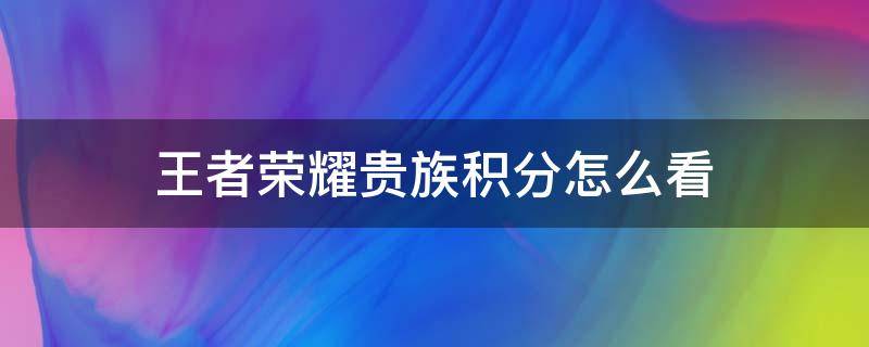 王者荣耀贵族积分怎么看（王者荣耀贵族积分怎么看花了多少钱）