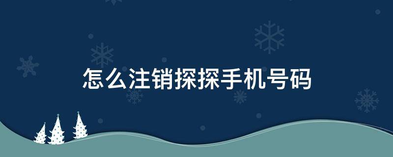 怎么注销探探手机号码（怎么注销探探绑定的手机号码）