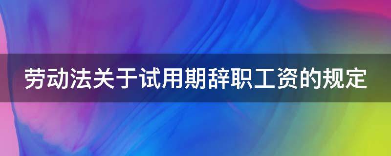 劳动法关于试用期辞职工资的规定（劳动法关于试用期员工辞职工资的规定）