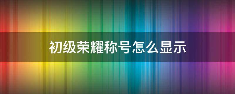 初级荣耀称号怎么显示（初级荣耀称号怎么看）