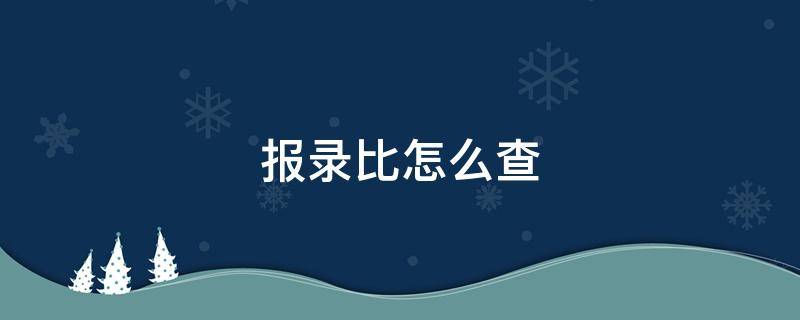 报录比怎么查（考研院校历年报录比怎么查）