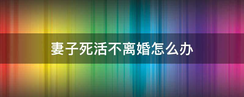 妻子死活不离婚怎么办（妻子死活要离婚）