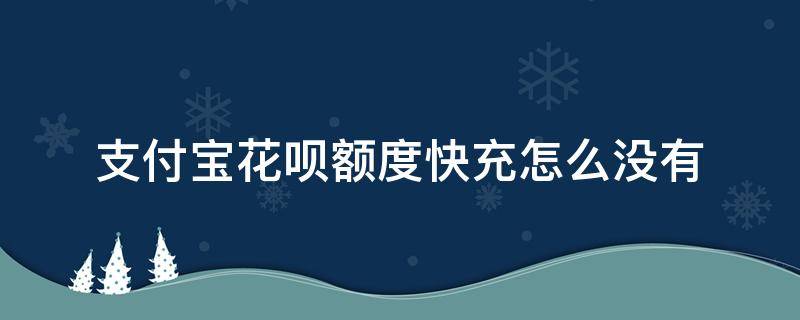 支付宝花呗额度快充怎么没有 支付宝花呗额度快充没有了