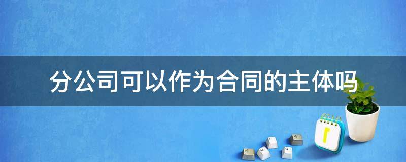 分公司可以作为合同的主体吗（分公司是否有对外签订合同的主体资格）