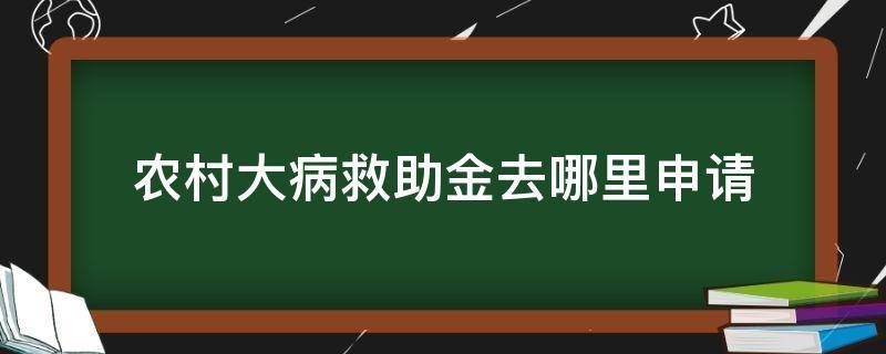 农村大病救助金去哪里申请 农村大病救助申请流程