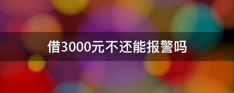 借3000元不还能报警吗 借钱3000不还可以报警吗