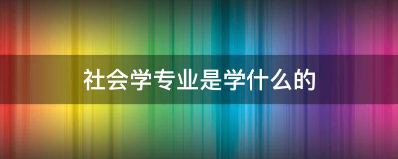 社会学专业是学什么的 社会学专业是学什么的 毕业去向